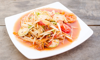 papaya salad with pickled shellfish
