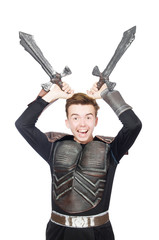 Funny knight isolated on the white background