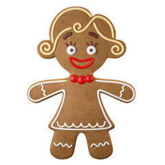 Funny 3d christmas icon, gingerbread isolated on white background
