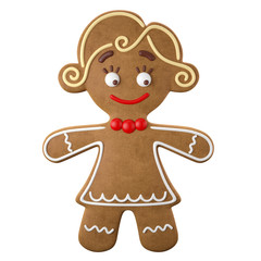 Funny 3d christmas icon, gingerbread isolated on white background