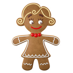 Funny 3d christmas icon, gingerbread isolated on white background