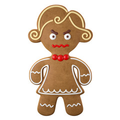 Funny 3d christmas icon, gingerbread isolated on white background