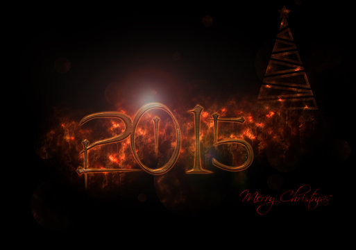 2015 Christmas and New Year Greeting Card fiery