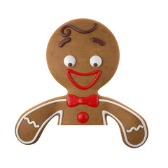 Fototapeta premium 3d character, cheerful gingerbread, Christmas funny decoration