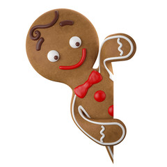 3d character, cheerful gingerbread, Christmas funny decoration - obrazy, fototapety, plakaty