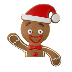 3d character, cheerful gingerbread, Christmas funny decoration