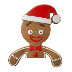 3d character, cheerful gingerbread, Christmas funny decoration