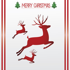 Vector illustration of a red reindeer isolated gift card