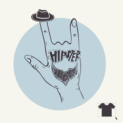 Vintage Hand With Hipster Beard