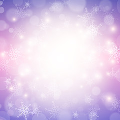 christmas winter background bokeh light with snowflake