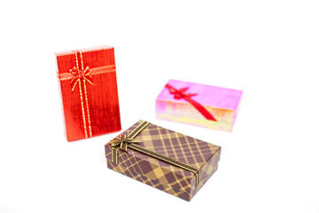 colorful gifts box on white.