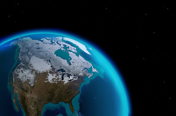 Fototapeta na wymiar North America continent from outer space