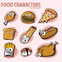 Funny Various Cartoon Fast Food Characters