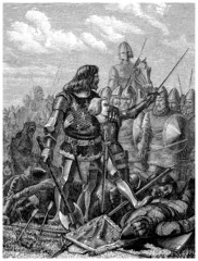 Obraz premium Medieval King & Prince - Battle - 14th century