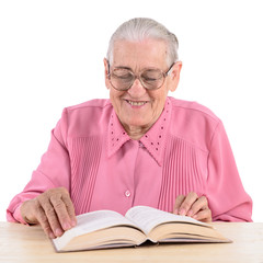 old woman with book