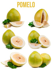 set of six compositions pomelo isolated