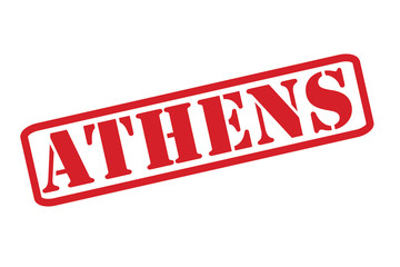 ATHENS red rubber stamp text vector over a white background.