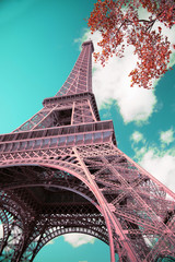Fototapety  Abstract view on Eiffel Tower famous landmark in Paris , France