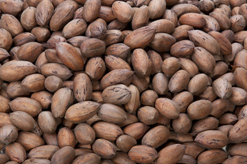 Closeup of Pecan Nuts Stacked in a Pile