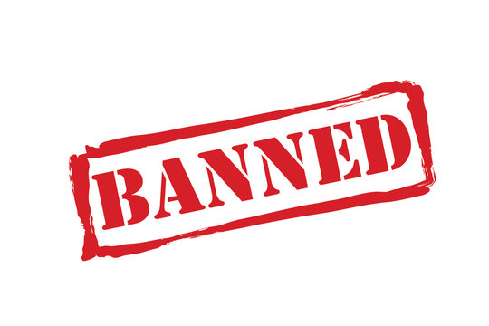 BANNED red rubber stamp vector over a white background.