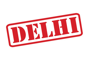 DELHI Red Rubber Stamp vector over a white background.