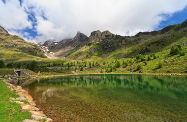 Naklejka na ściany i meble Trentino - small lake in Pejo Valley, Italy