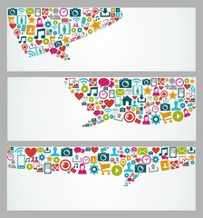 Social media icons talk bubble banners set