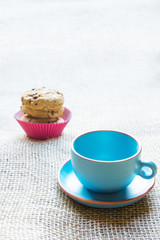 Blue mug and cookies