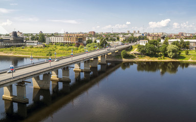 The bridge on Velokaya river in Pskov city