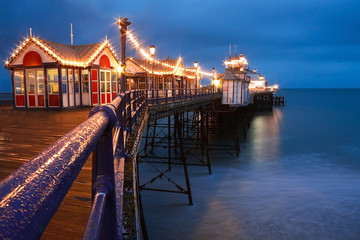 Eastbourne pier at dusk, East Sussex, UK.