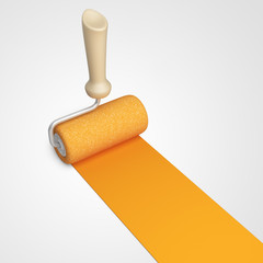 Painting house room. Renovation home. 3D icon isolated