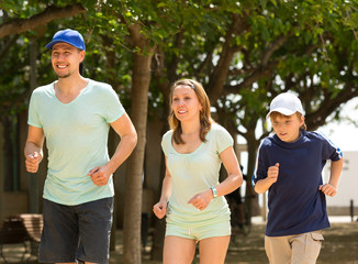  family doing running outdoor