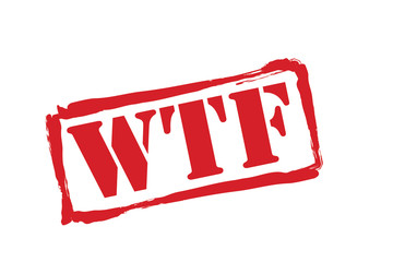 WTF red rubber stamp vector over a white background.