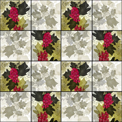 Seamless pattern patchwork style grape background