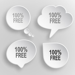 100% free. White flat vector buttons on gray background.