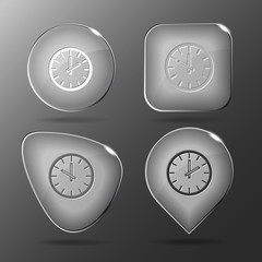 Clock. Glass buttons. Vector illustration.