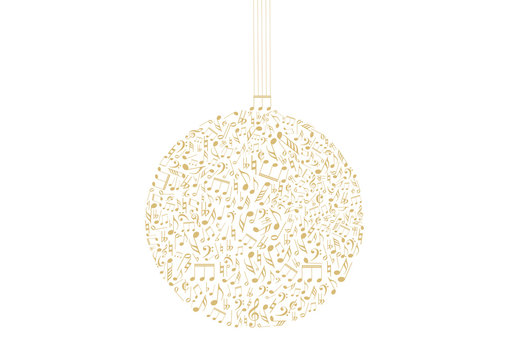 Golden Christmas ball with music ornament