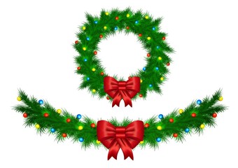 Christmas garland with colorful lights vector illustration isola - 73008572