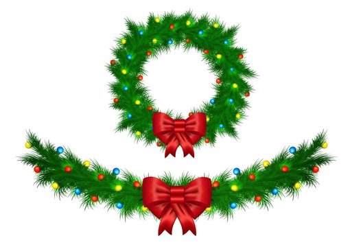 Christmas garland with colorful lights vector illustration isola