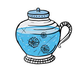 pot with water, vector illustration