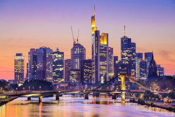 Frankfurt, Germany City Skyline - obrazy, fototapety, plakaty
