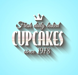 Typography poster Fresh Dalily Baked Cupcakes