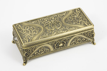 gold casket on a white background