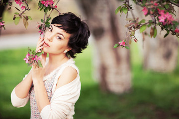 Beautiful woman in spring