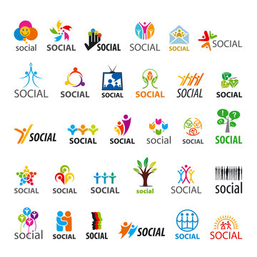 large set of vector logos social