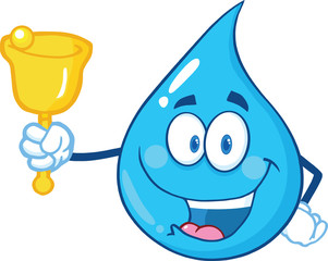 Water Drop Character Waving A Bell For Donation