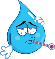 Water Drop Character With Thermometer