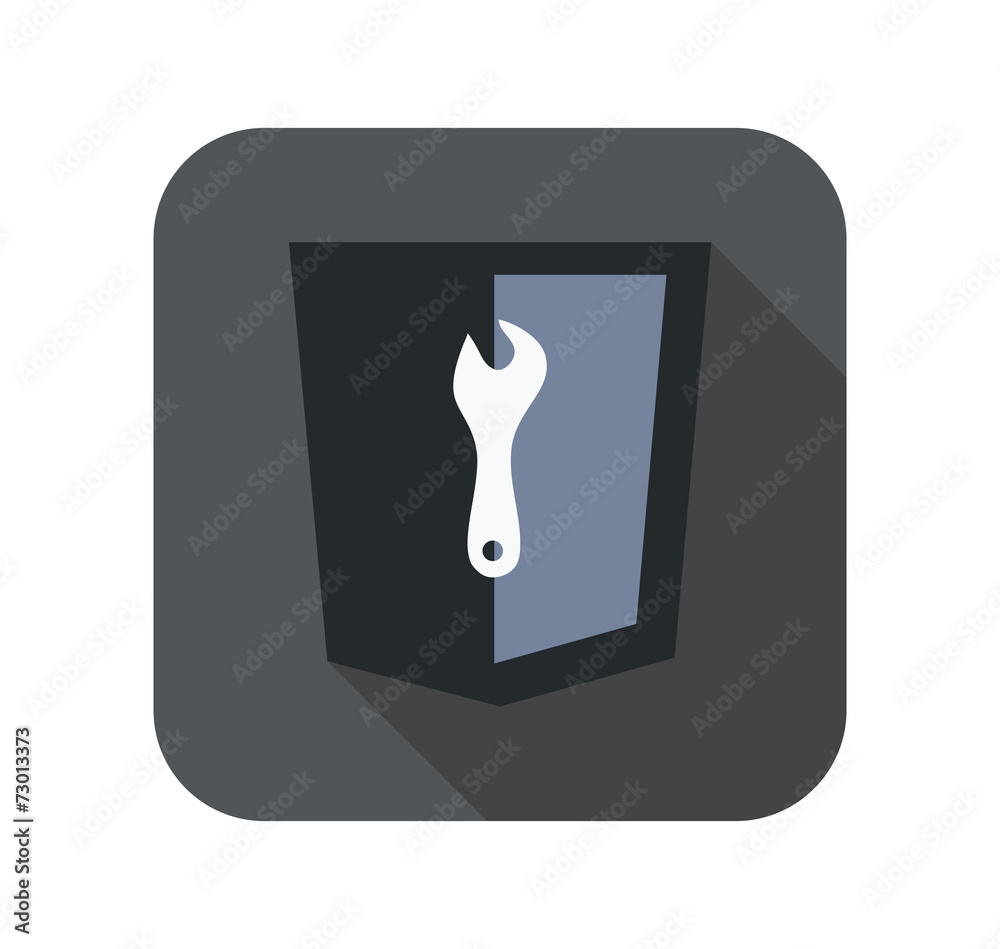 Poster html5 styled web icon shield with tool silhouette isolated