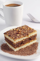 Cake with chocolate and coffee