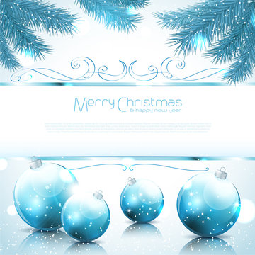 Shiny Christmas background with balls and needles